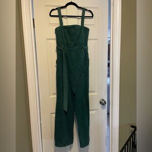 Lulus Dark Green Corduroy Wide-Leg Jumpsuit XS